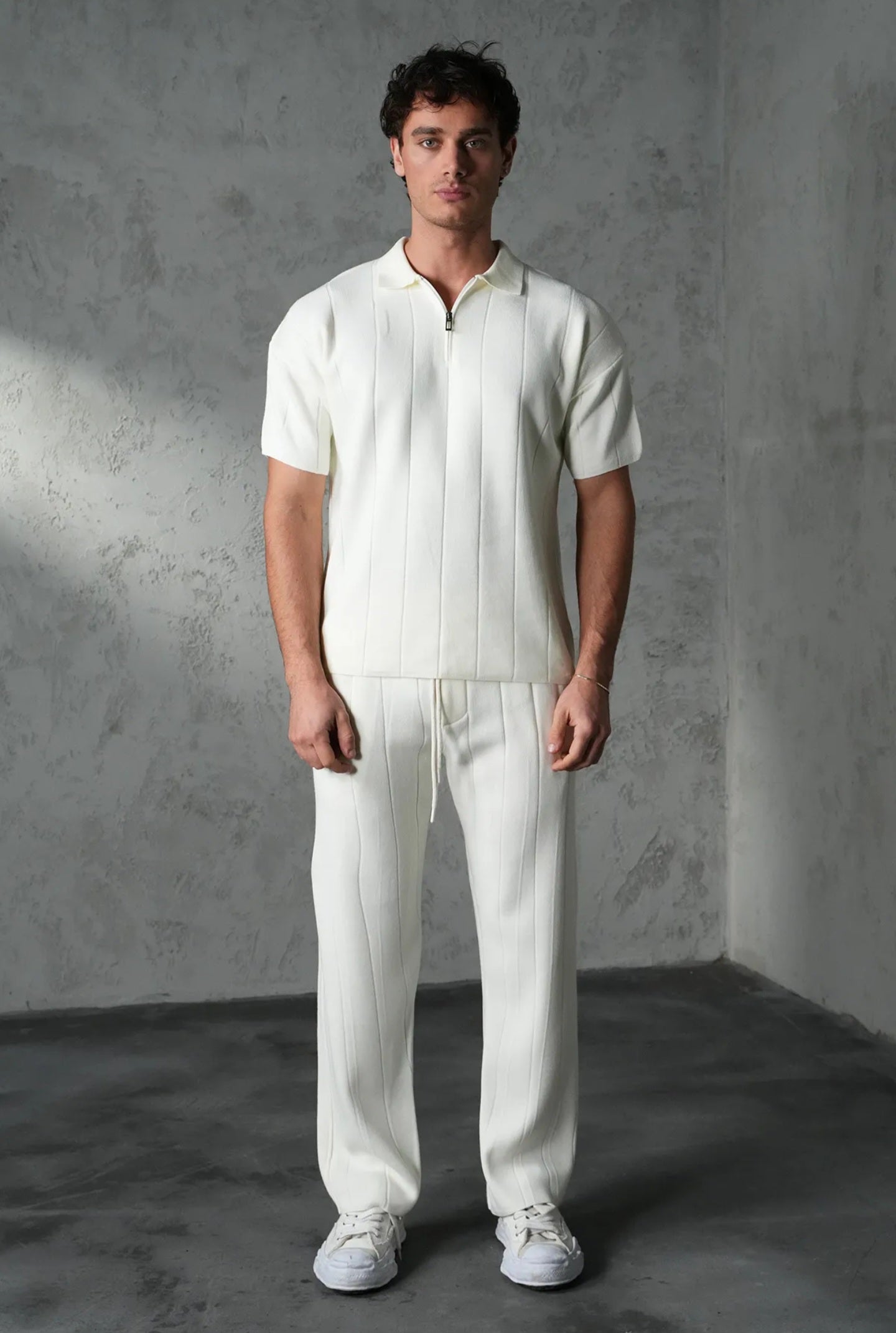 Premium Wool Blend Zip-Neck Polo & Trouser Set