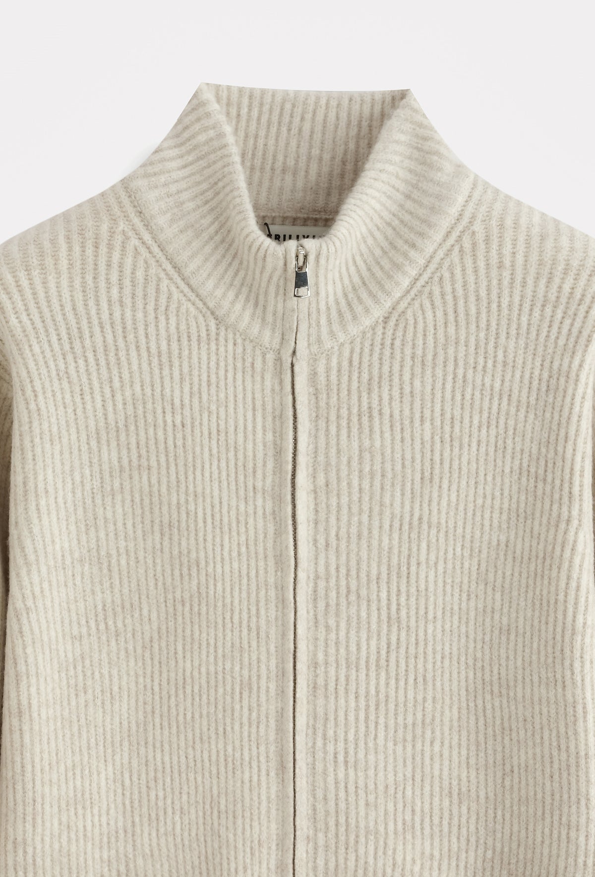 Ribbed Zip-Up Knit Cardigan