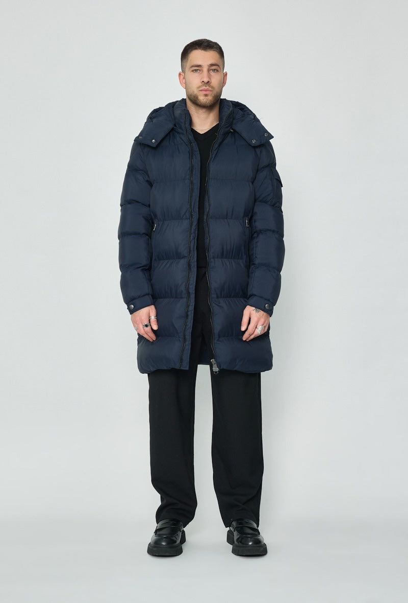 Premium Long Puffer Jacket – Navy