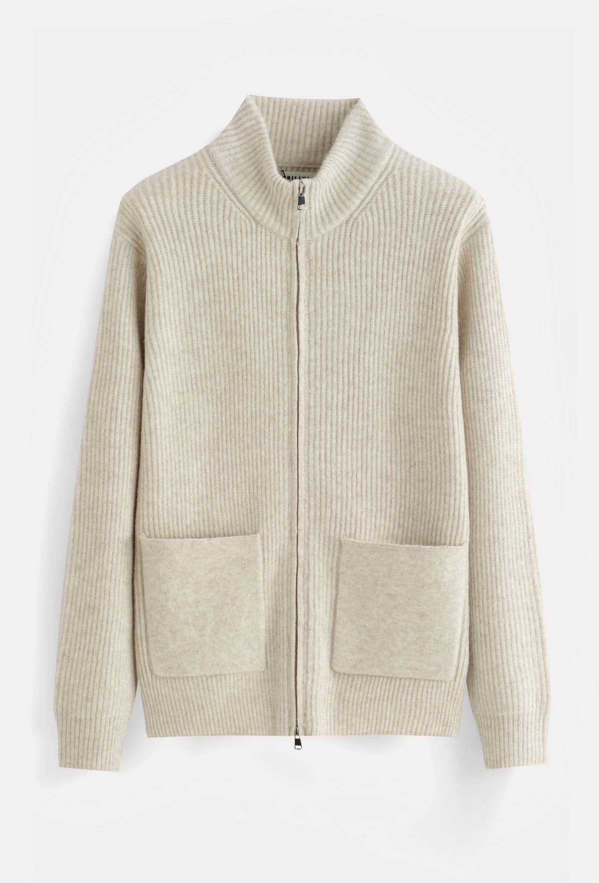 Ribbed Zip-Up Knit Cardigan